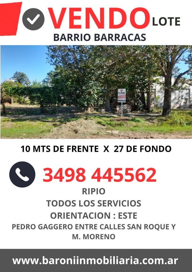 SE VENDE TERRENO EN BARRIO BARRACAS