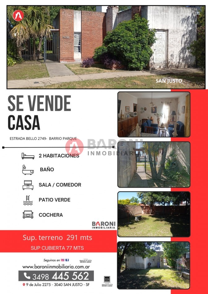SE VENDE CASA - SAN JUSTO (SANTA FE).