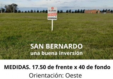 LOTE EN VENTA EN SAN BERNARDO DEPARTAMENTO SAN JUSTO.