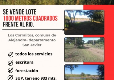 EN VENTA  - LOTE SE VENDE LOTE  1000 metros cuadrados  FRENTE AL RIO.