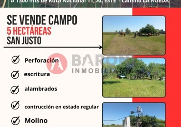 SE VENDEN 5 HECTAREAS  EN SAN JUSTO PROVINCIA DE SANTA FE 